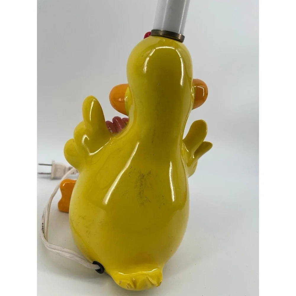 Vintage 1970s 1980s Yellow Duck Ceramic Table Lamp Nursery Decor 14